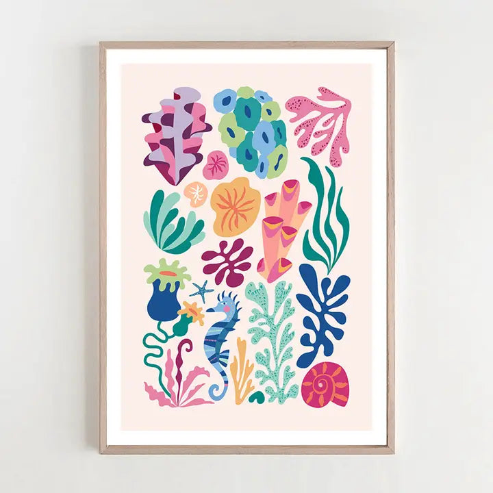 3 BIRDIES STUDIO- "Modern Coral" A5 Art Print