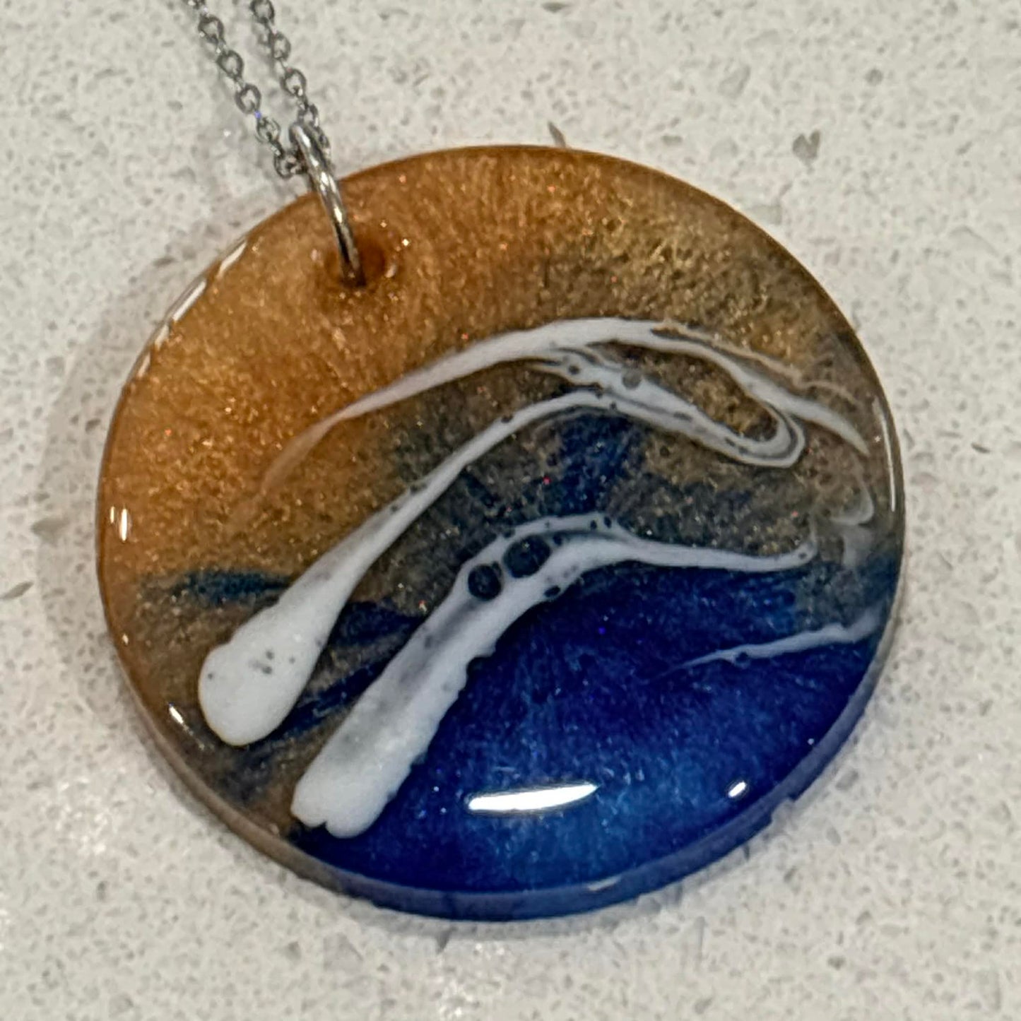 BRENDA STONE ART - Large Ocean Pendant (Metal Chain) 1