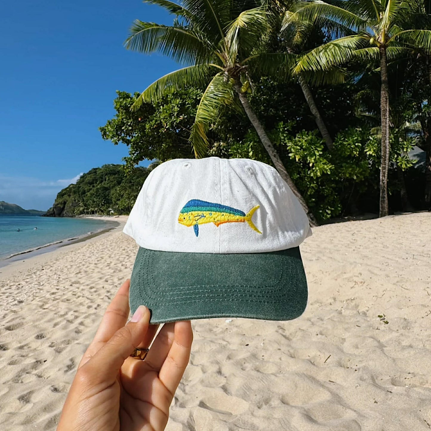 PALLION POINT - FISH LIDS - Mahi Mahi in Green and White