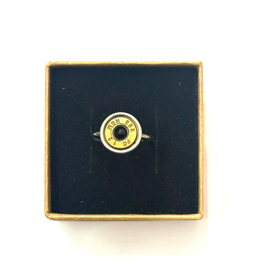 WILD BRASS- Adjustable Rings- Black Swarovski Crystal