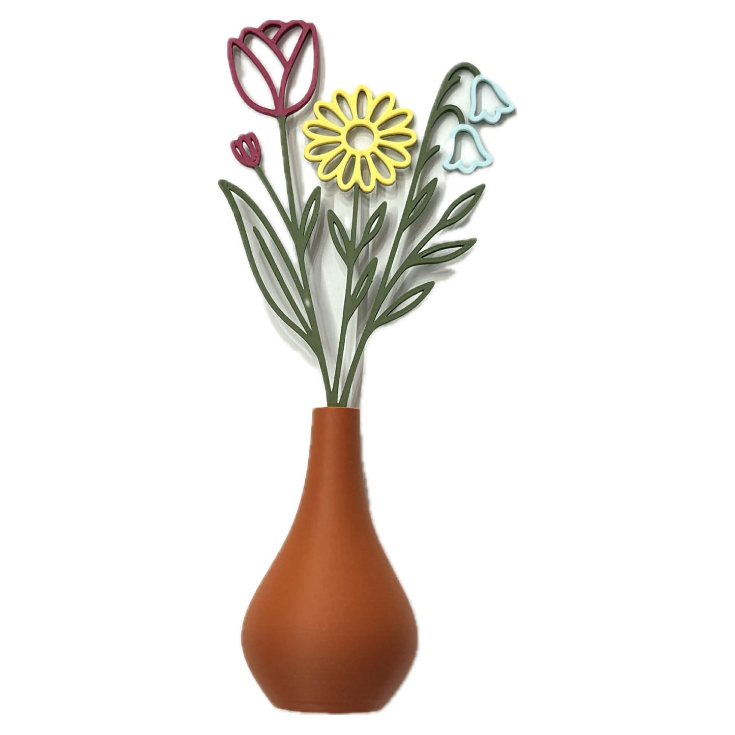 DWAYNSKI.3D - DAISY AND TULIP GARDEN - MAGNETIC BUD VASE WITH PRINTED FLOWER STEM