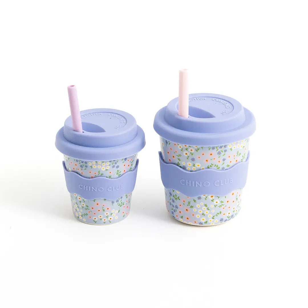 CHINO CLUB- Kids 8oz Reusable Keep Cup- Blue Floral