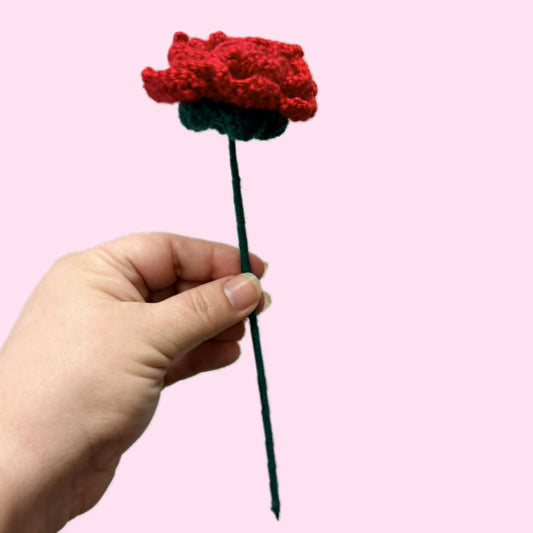HOOKED BY JEN- Single Flower Red