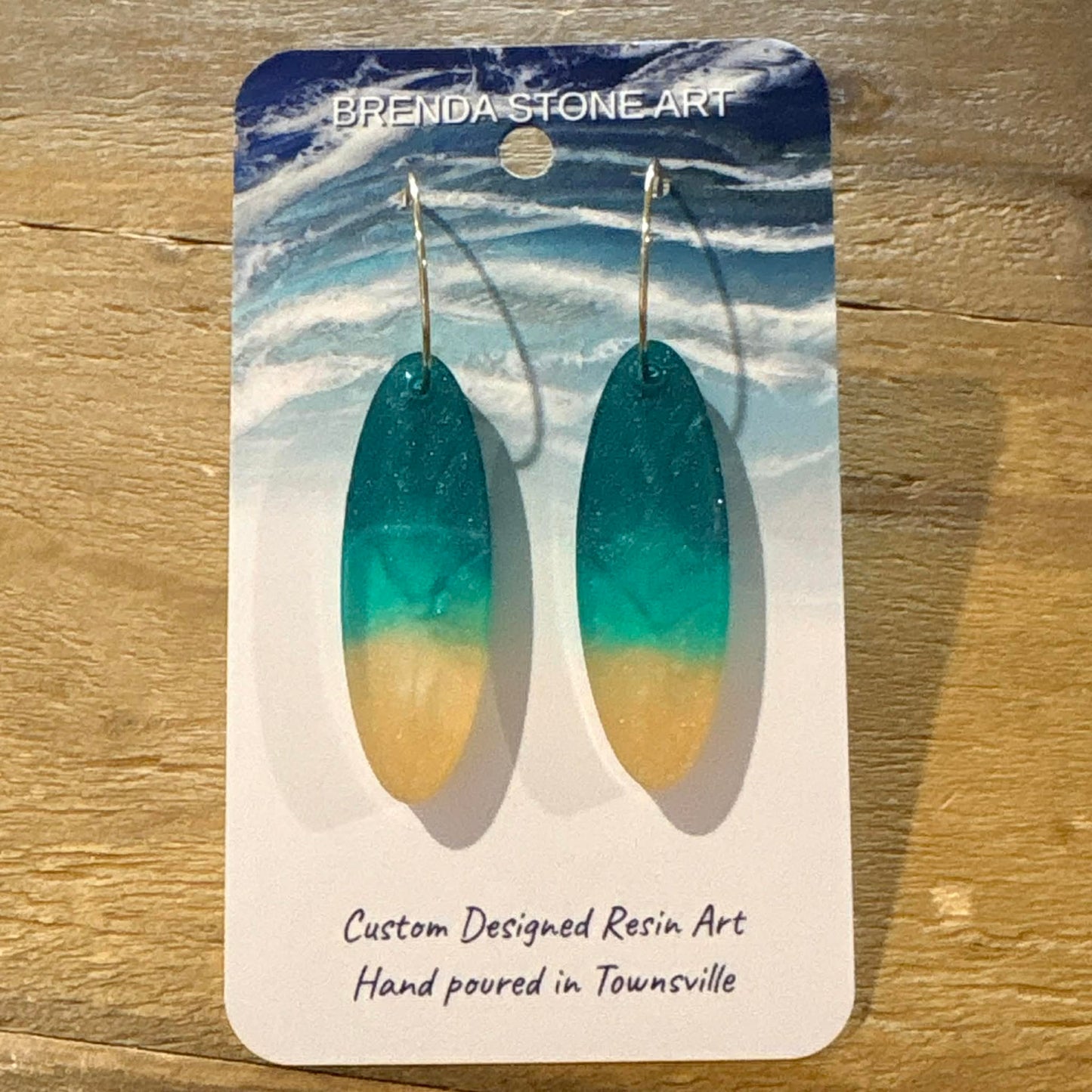 BRENDA STONE ART - Ocean Tear Medium Hoop Earrings 1