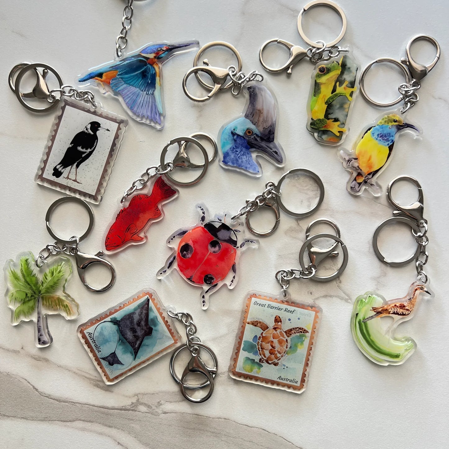 ESZTER'S CREATIONS - "Cairns Blue Wren" Acrylic Keychain