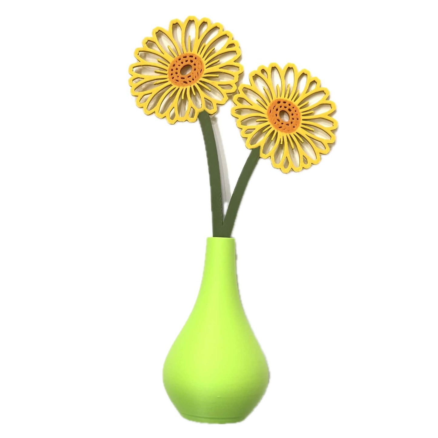 DWAYNSKI.3D - GERBERA YELLOW - MAGNETIC BUD VASE WITH PRINTED FLOWER STEM