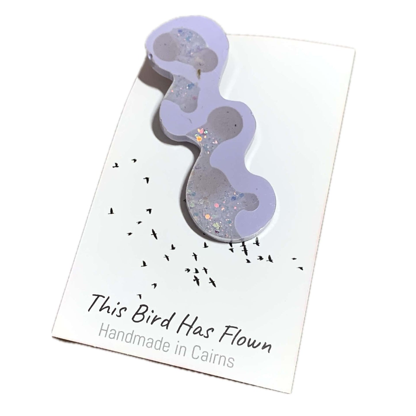 THIS BIRD HAS FLOWN - Lavender Squiggles - Large Acrylic Alligator Hair Clip