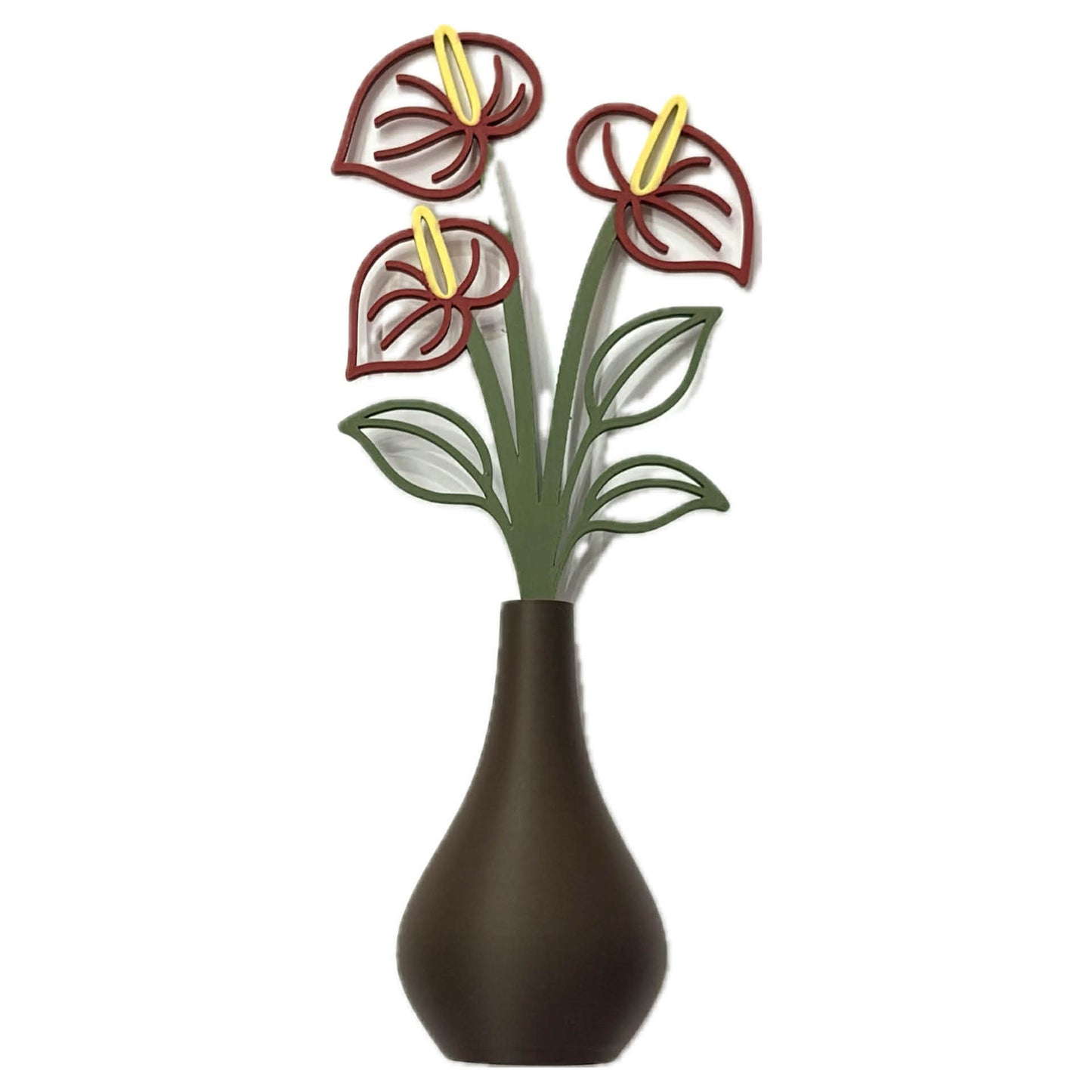 DWAYNSKI.3D - ANTHURIUM BLOOMS - MAGNETIC BUD VASE WITH PRINTED FLOWER STEM