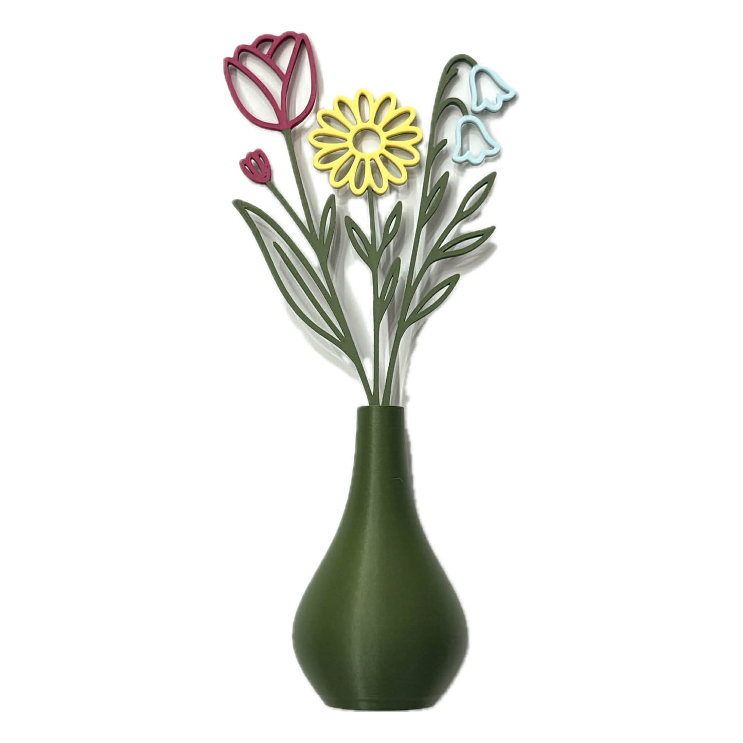 DWAYNSKI.3D - DAISY AND TULIP GARDEN - MAGNETIC BUD VASE WITH PRINTED FLOWER STEM