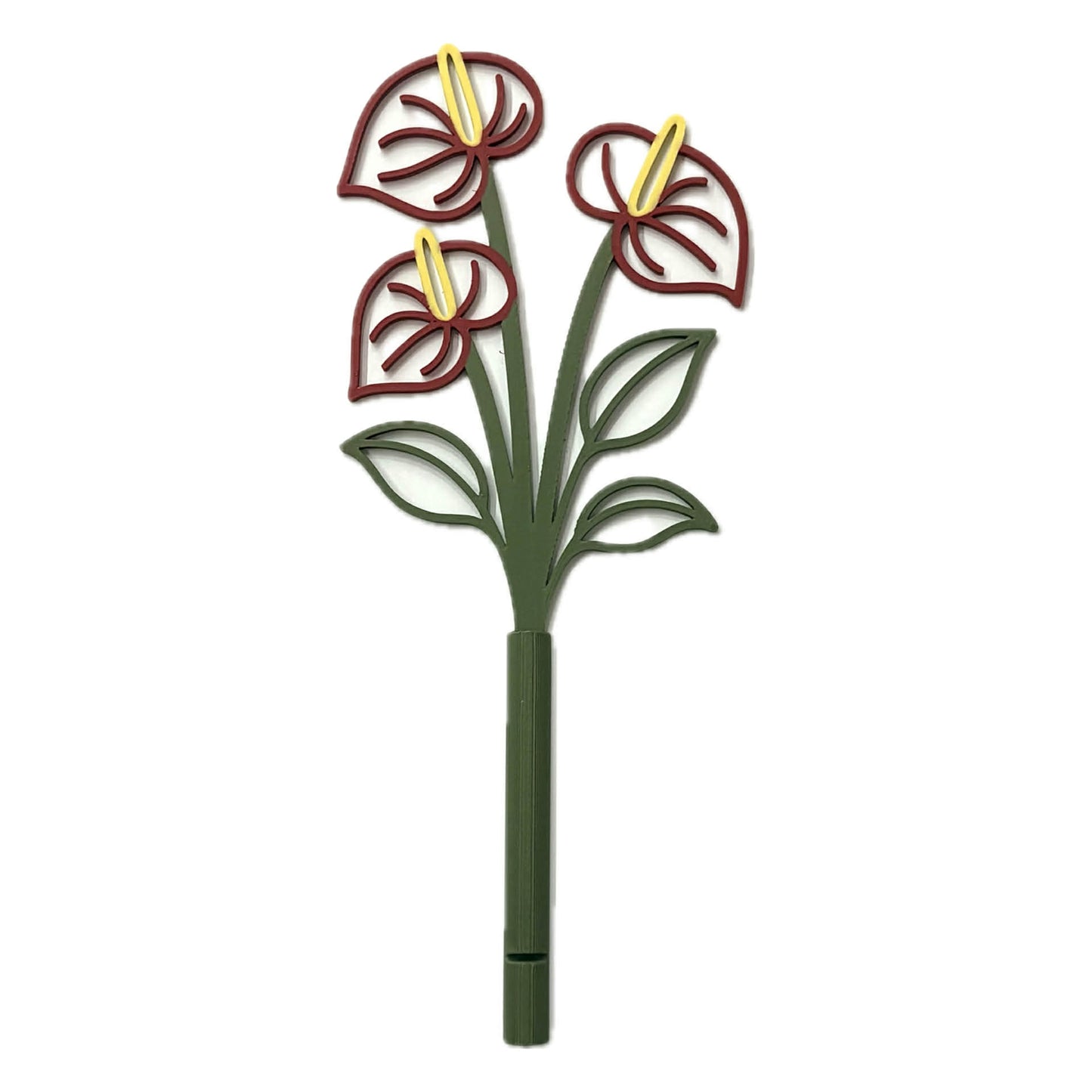 DWAYNSKI.3D - ANTHURIUM BLOOMS - MAGNETIC BUD VASE WITH PRINTED FLOWER STEM