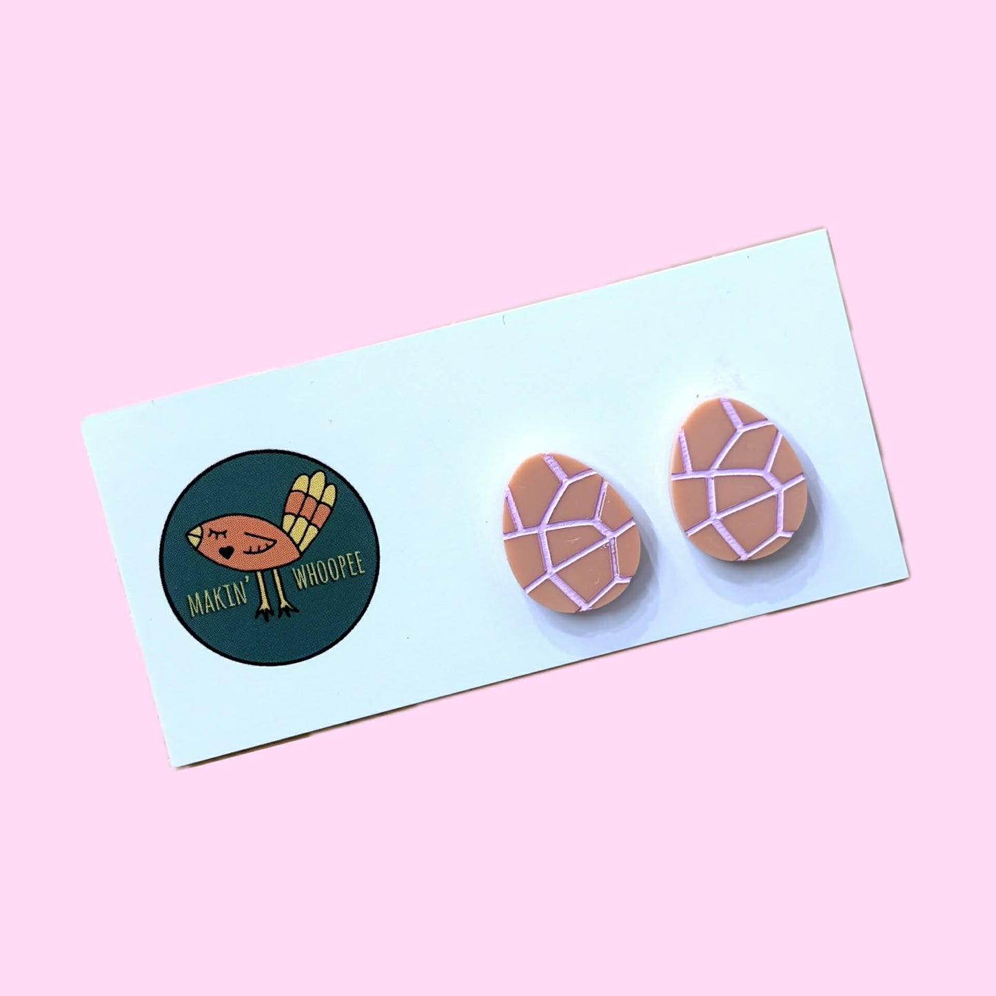 MAKIN' WHOOPEE - EASTER "Cracked Eggs" in pink STUD EARRINGS