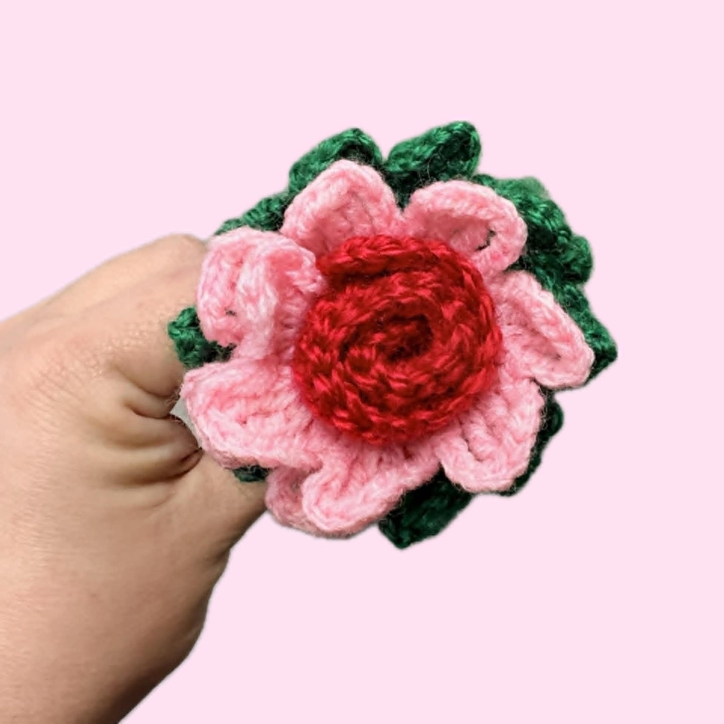 HOOKED BY JEN- Single Flower Pink and Red
