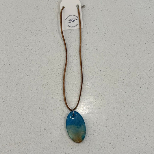 BRENDA STONE ART - Oval Ocean Pendant Suede 1