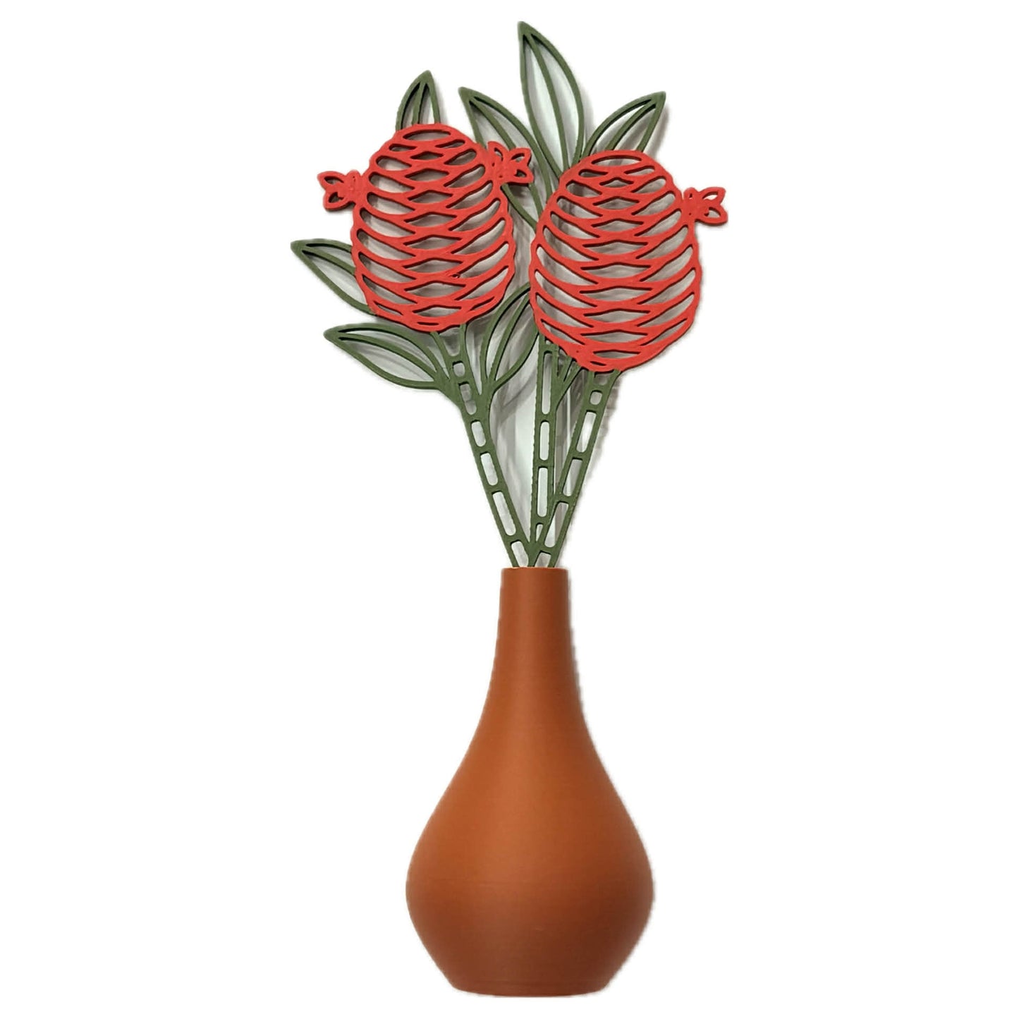 DWAYNSKI.3D - RED GINGER BLOOMS - MAGNETIC BUD VASE WITH PRINTED FLOWER STEM