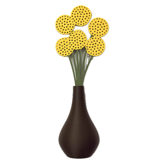 DWAYNSKI.3D - BILLY BUTTONS BLOOMS - MAGNETIC BUD VASE WITH PRINTED FLOWER STEM