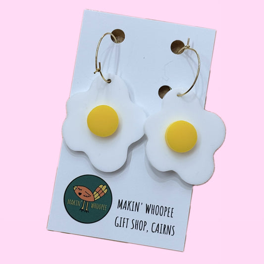 MAKIN' WHOOPEE - EASTER "Fried Eggs" HOOP EARRINGS