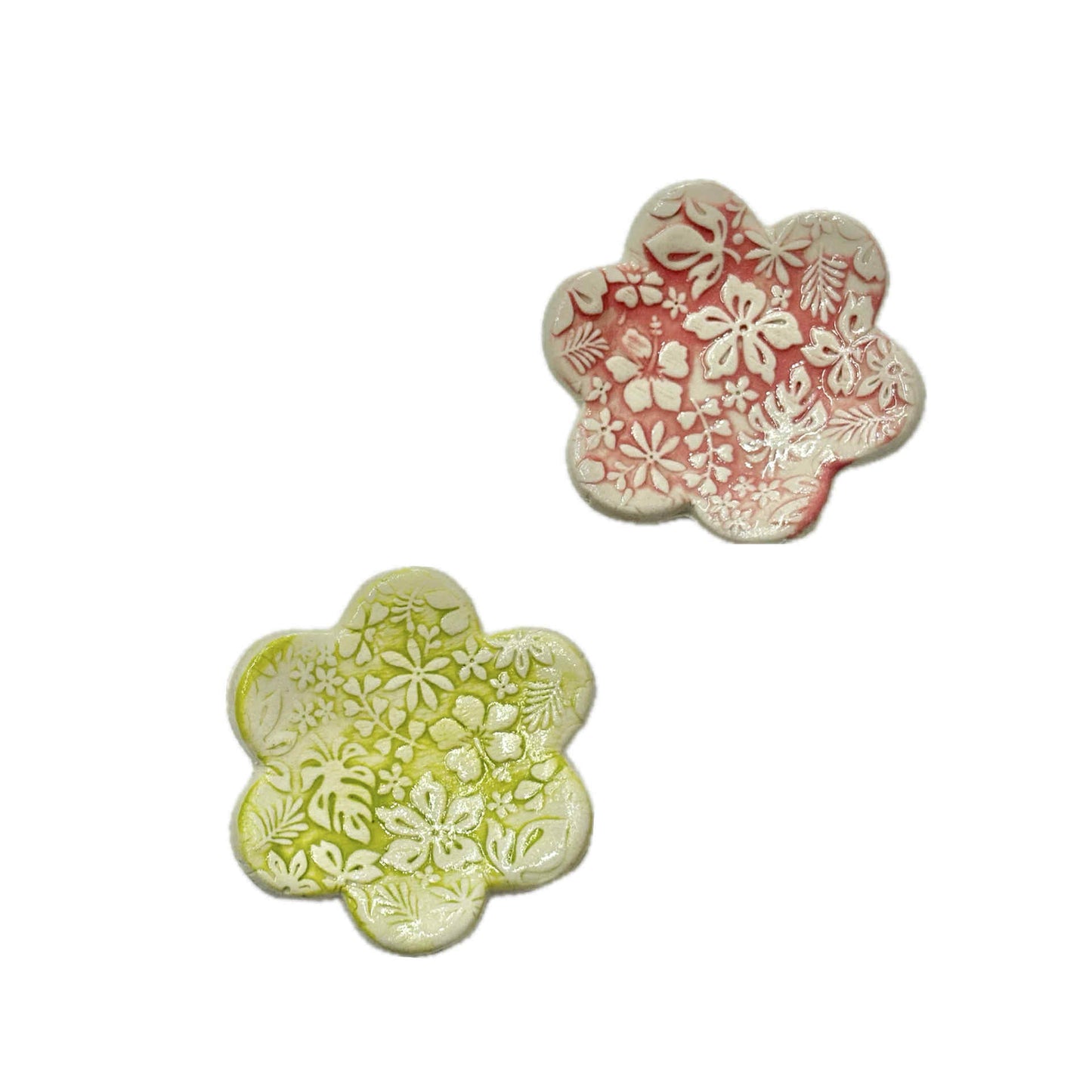 EARTH BY HAND- Clay Flower Trinket dishes - Pink