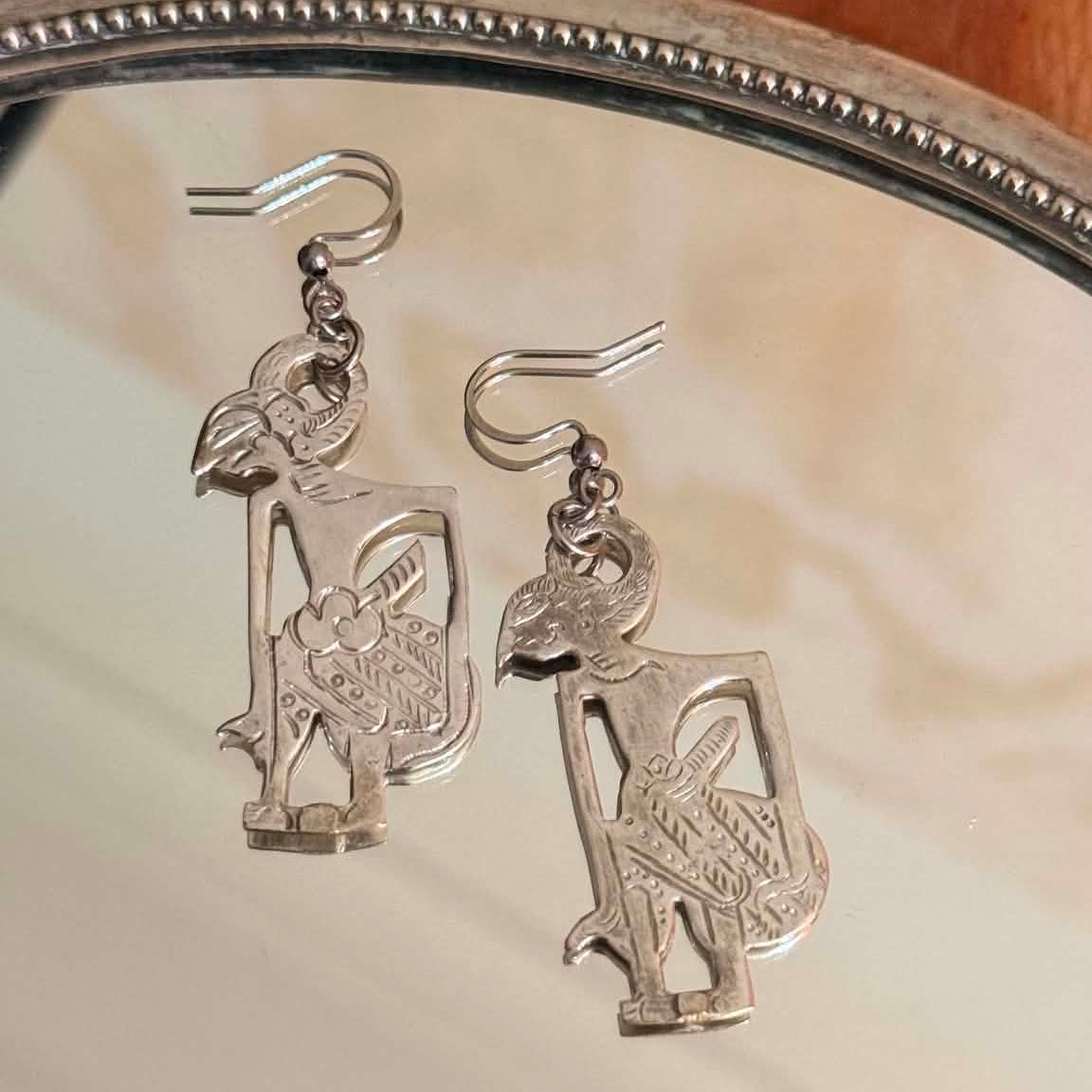 MOLLY MADE- Genuine 1950s Indonesian Yogya Wayang Teaspoon Earrings