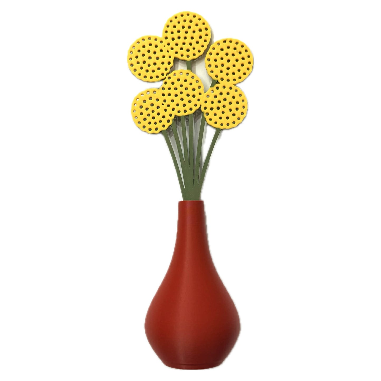 DWAYNSKI.3D - BILLY BUTTONS BLOOMS - MAGNETIC BUD VASE WITH PRINTED FLOWER STEM