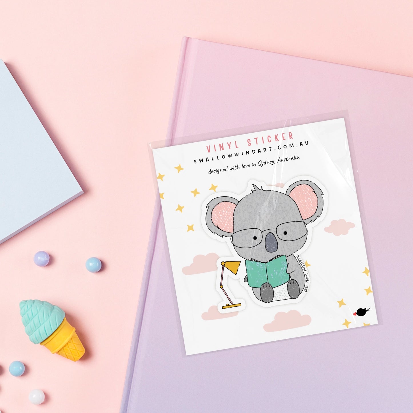 SWALLOW WIND ART - KOALA STUDY BUDDY - VINYL STICKER