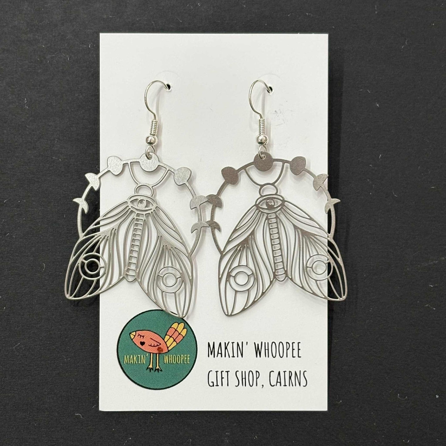 MAKIN' WHOOPEE - "Moth Dance" Stainless Steel Earrings