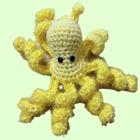 BEAKNITS- CROCHETED OCTOPUS - Yellow Tinsel