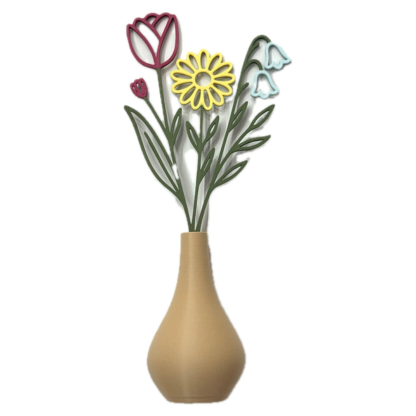 DWAYNSKI.3D - DAISY AND TULIP GARDEN - MAGNETIC BUD VASE WITH PRINTED FLOWER STEM