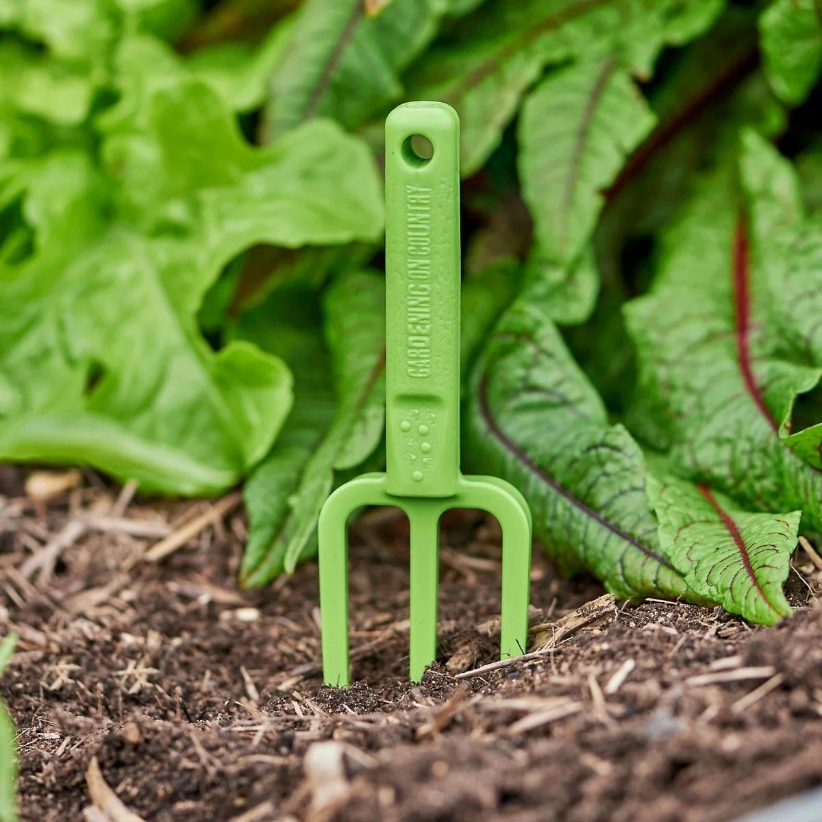 GARDENING ON COUNTRY - Chicky Kids Garden Fork Kakadu Green — Recycled Plastic, Australian Made