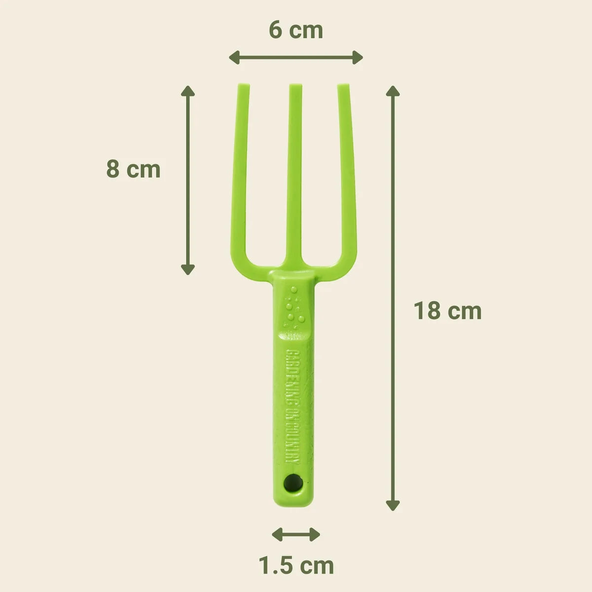 GARDENING ON COUNTRY - Chicky Kids Garden Fork Kakadu Green — Recycled Plastic, Australian Made