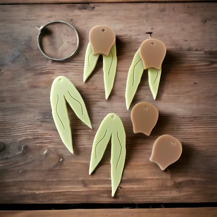 MAKIN' WHOOPEE - "Goody Gum Drops" - Hoop Dangles- Cedar Wood & Jungle Green