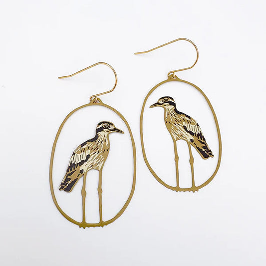 DENZ & CO- Curlews in Brown/Gold - DANGLE EARRINGS