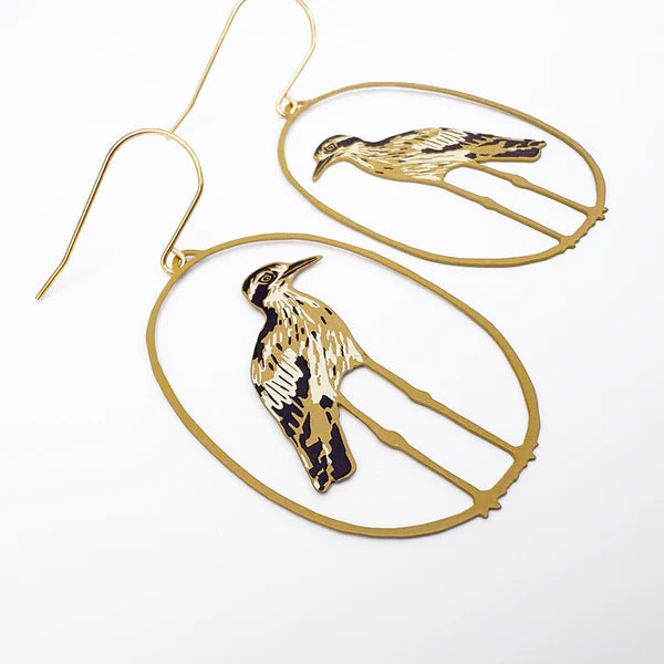 DENZ & CO- Curlews in Brown/Gold - DANGLE EARRINGS