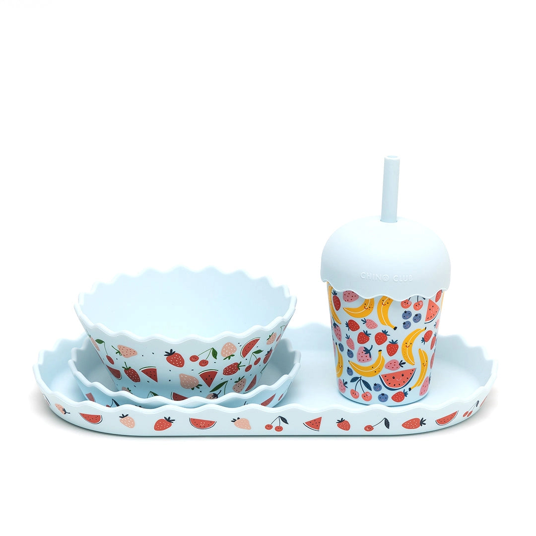 CHINO CLUB- Blue Fruits Silicone Bowl and Plate Set