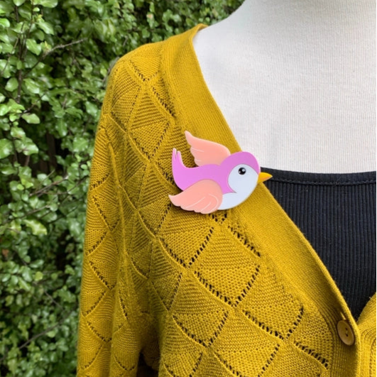 BIRDIE BANANAS - "Pink bird" Brooch