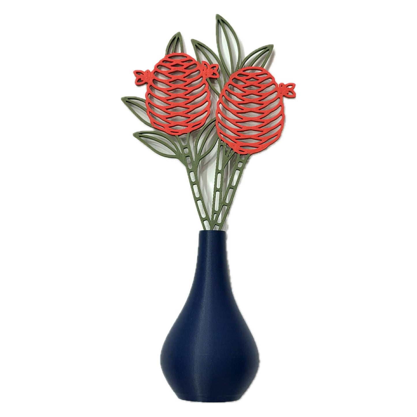 DWAYNSKI.3D - RED GINGER BLOOMS - MAGNETIC BUD VASE WITH PRINTED FLOWER STEM
