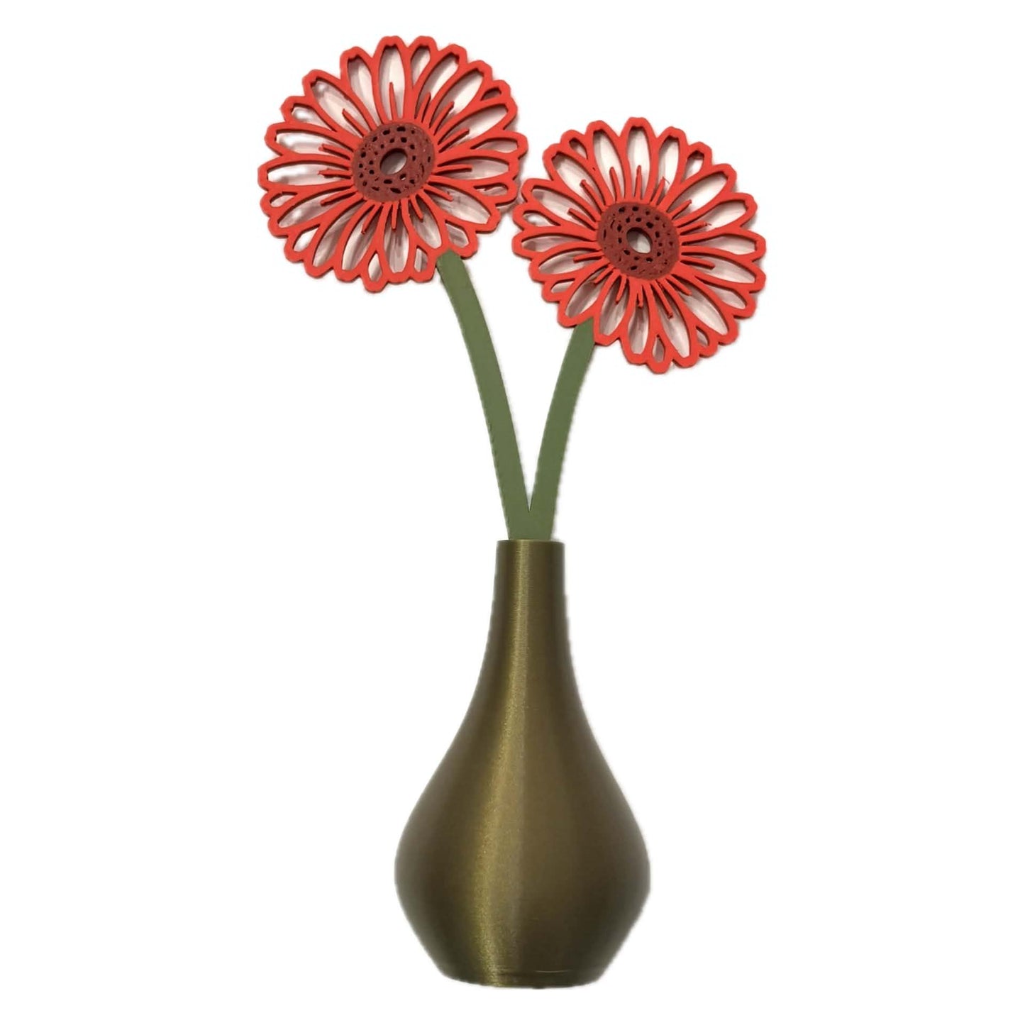 DWAYNSKI.3D - GERBERA RED- MAGNETIC BUD VASE WITH PRINTED FLOWER STEM