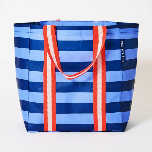 PROJECT TEN - "Blue Stripes" SHOPPER TOTE BAG