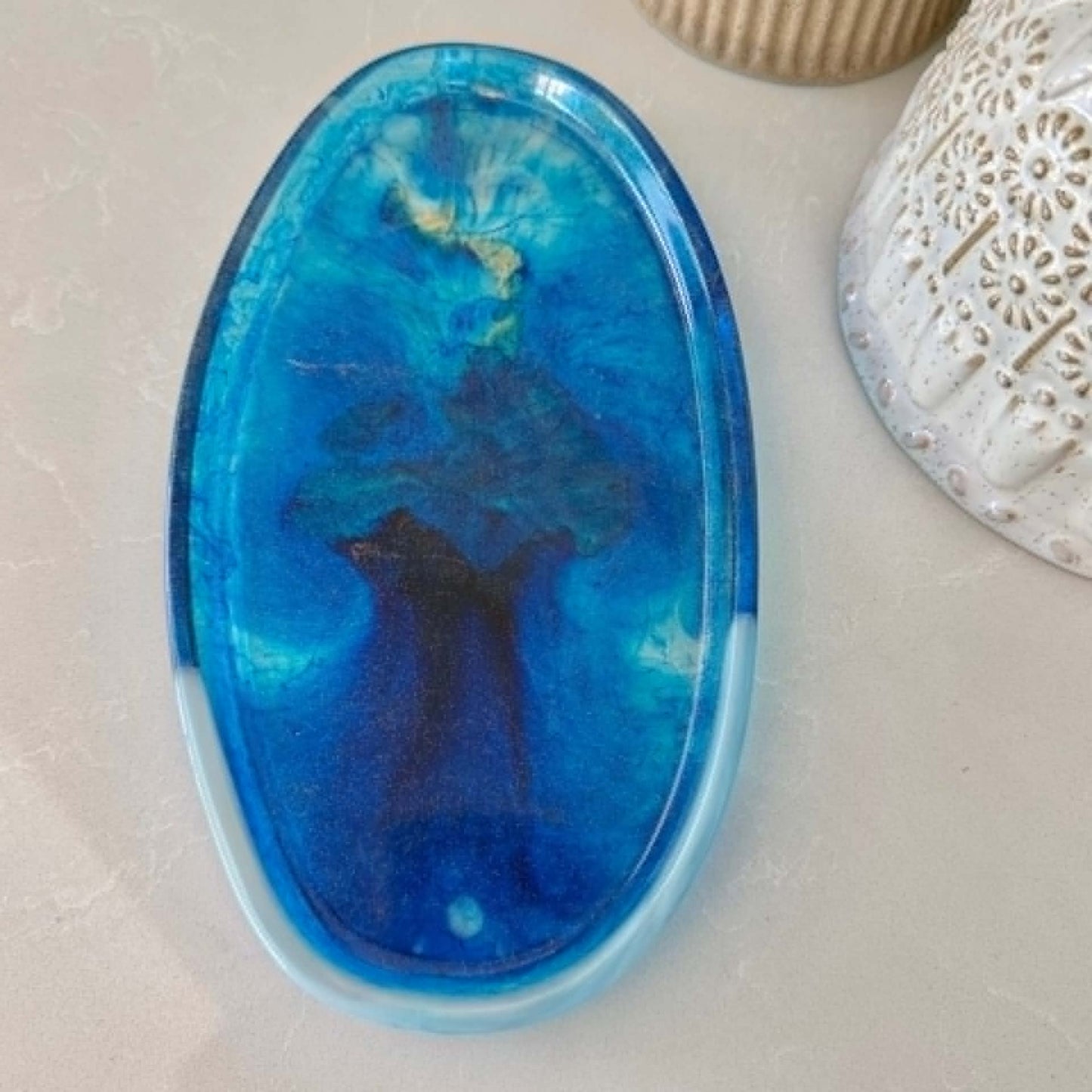 BRENDA STONE ART - Large Oval Ocean Tray 2