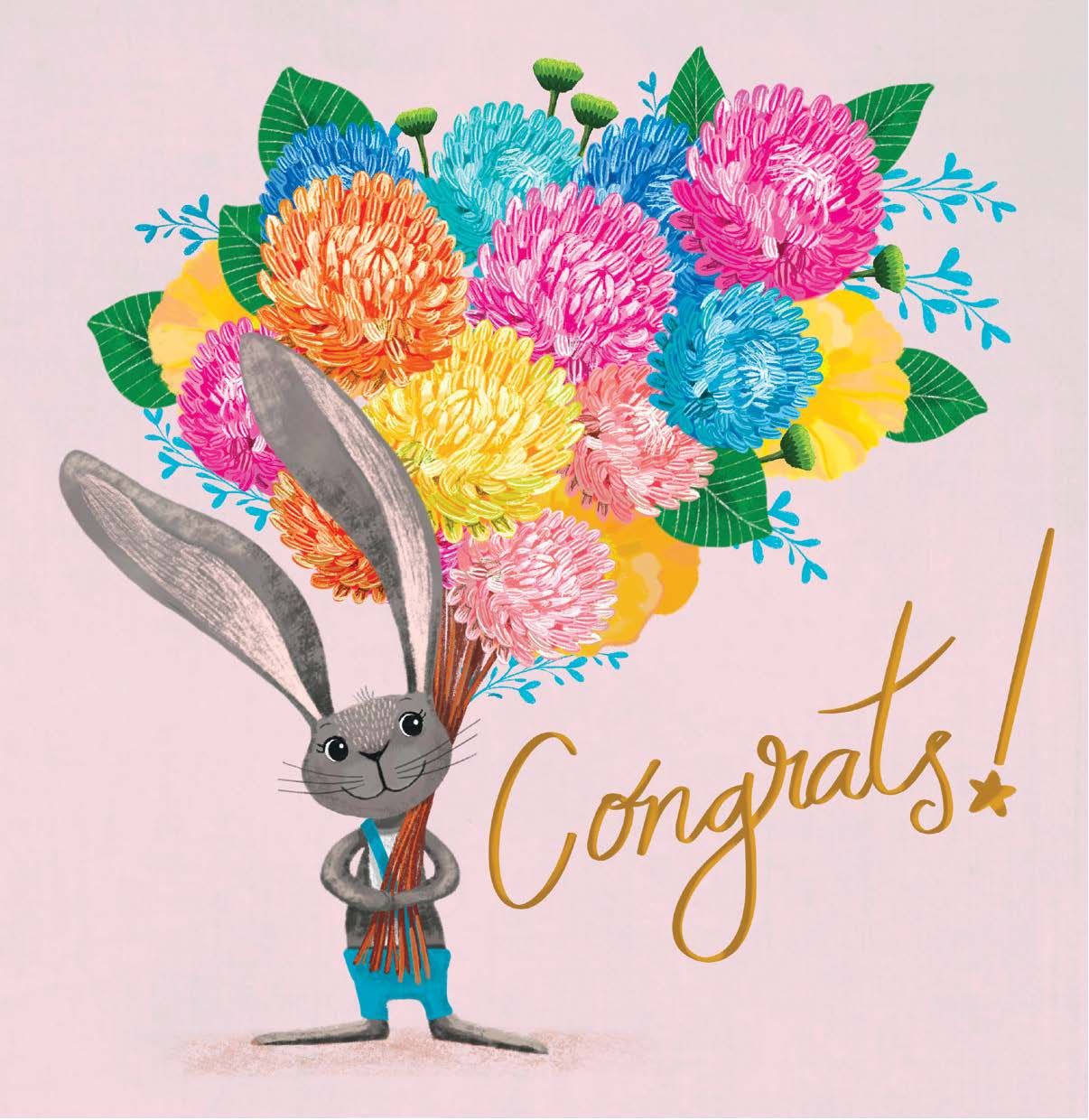 NUOVO - "CONGRATULATIONS BUNNY" SMALL GREETING CARD