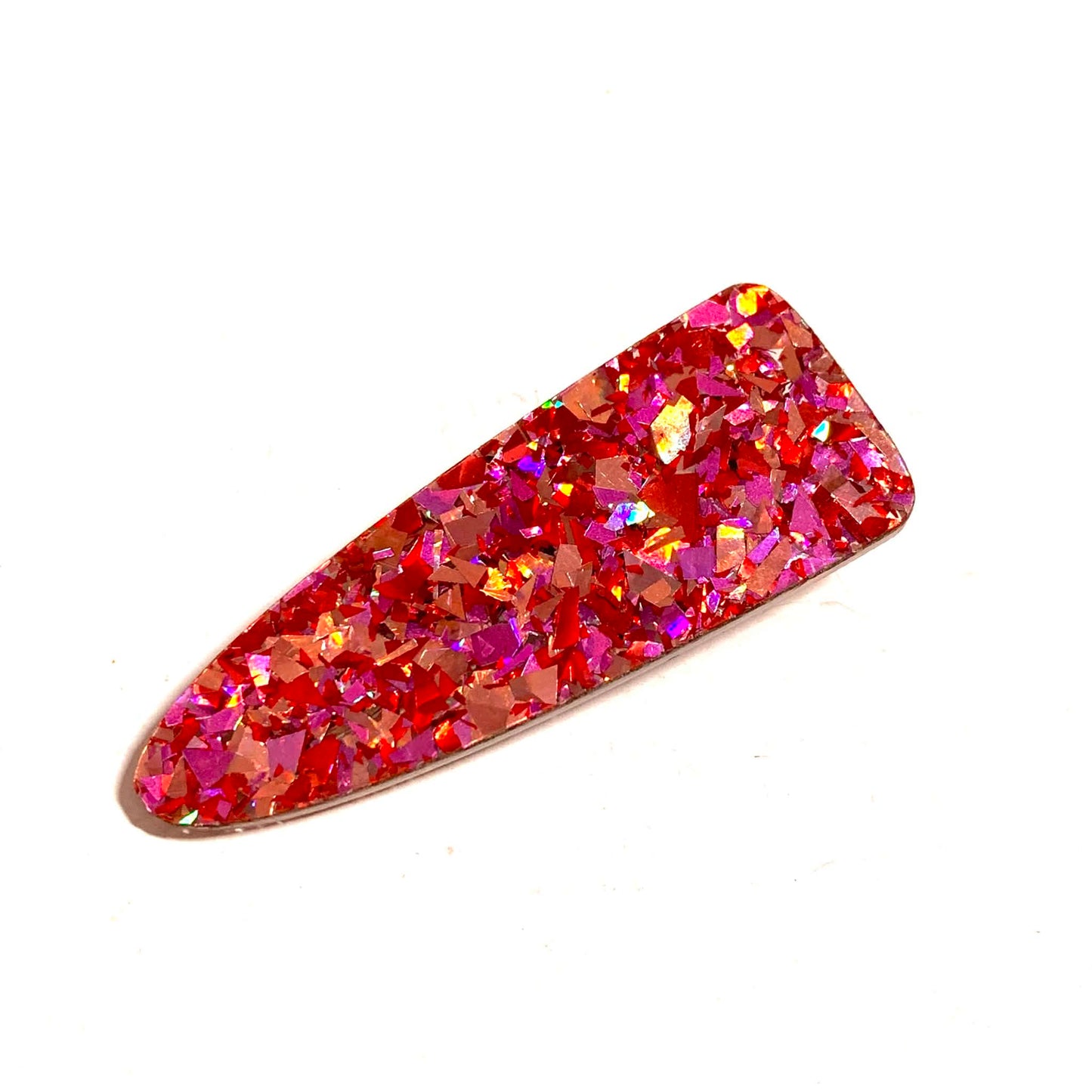 THIS BIRD HAS FLOWN - Red/Pink Glitter - Large Acrylic Alligator Hair Clip