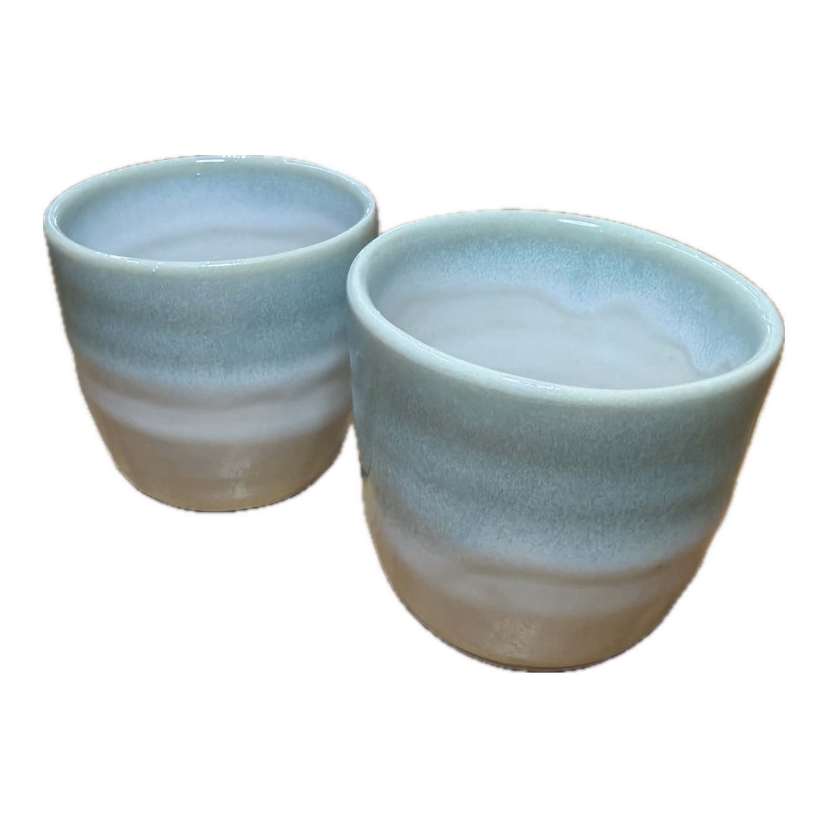 EARTH BY HAND- Espresso/Piccolo Cups- Seafoam Blue Glaze