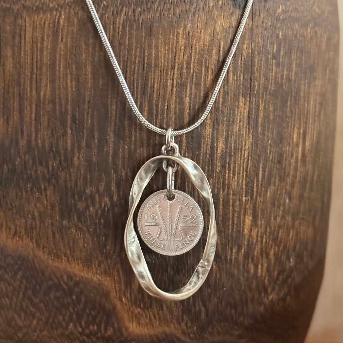 MOLLY MADE- Authentic 1952 Australian Threepence Pendant Necklace