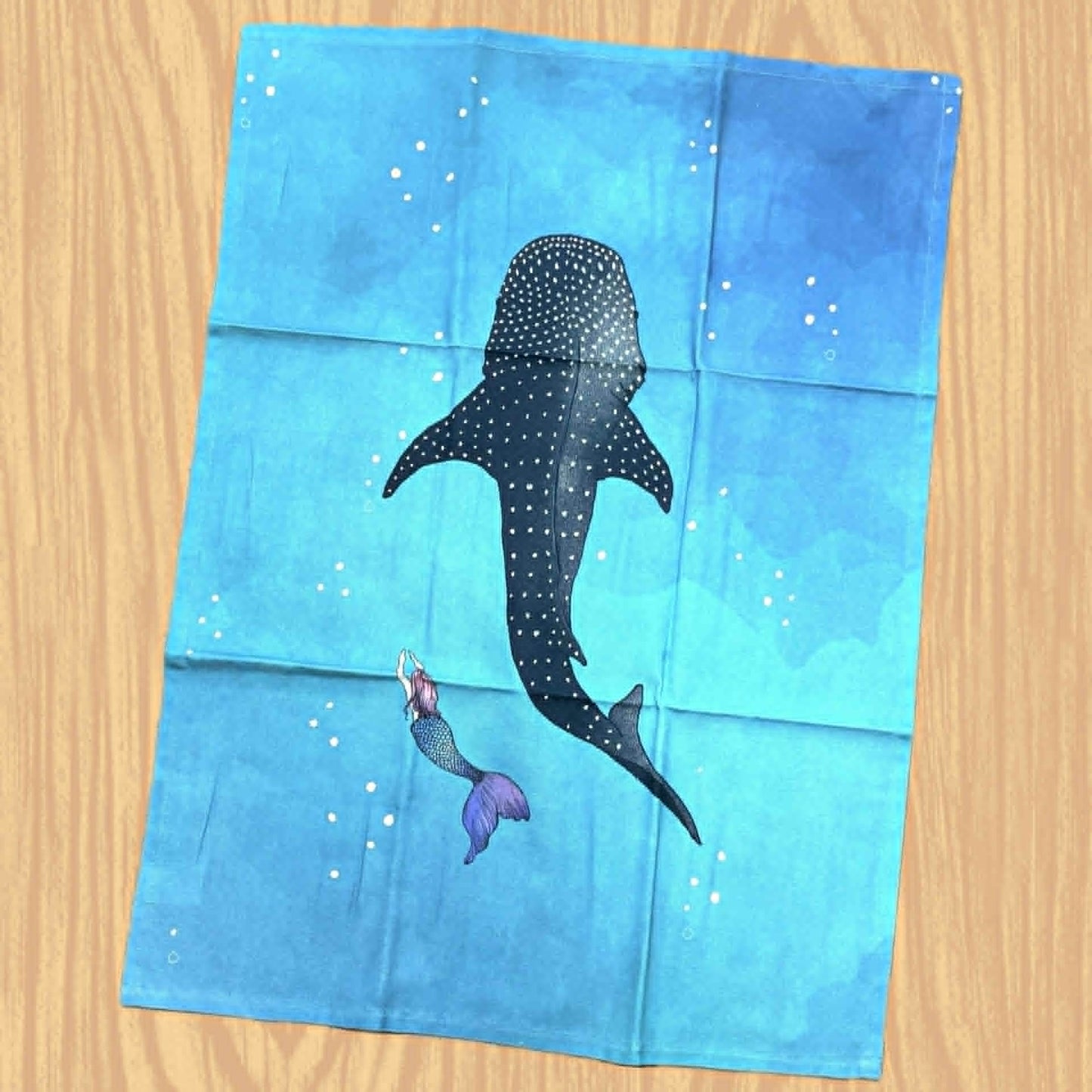 THE SCENIC ROUTE - "WHALESHARK & MERMAID"- Cotton Art Tea Towel