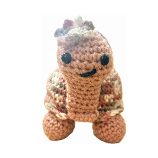 BEAKNITS- CROCHETED PINK TURTLE- MEDIUM