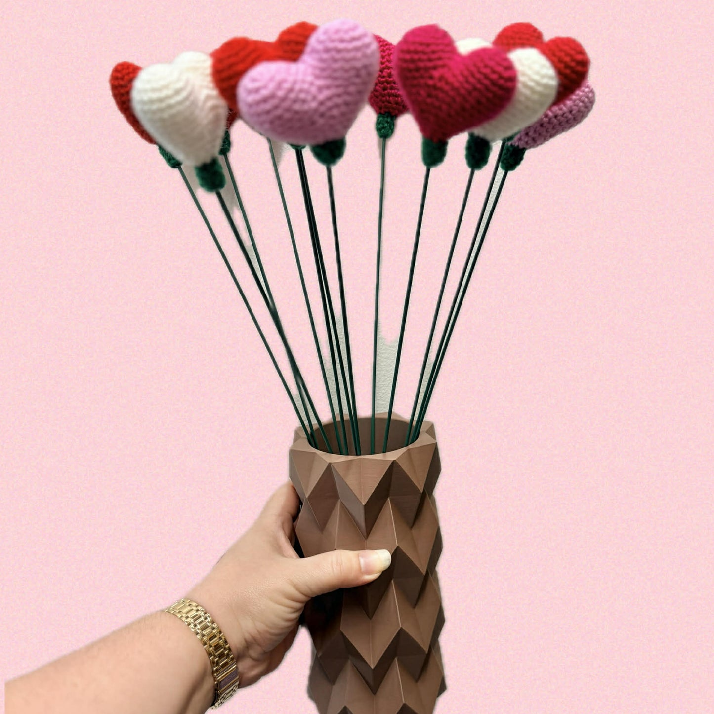 HOOKED BY JEN- Single Heart Flower Red