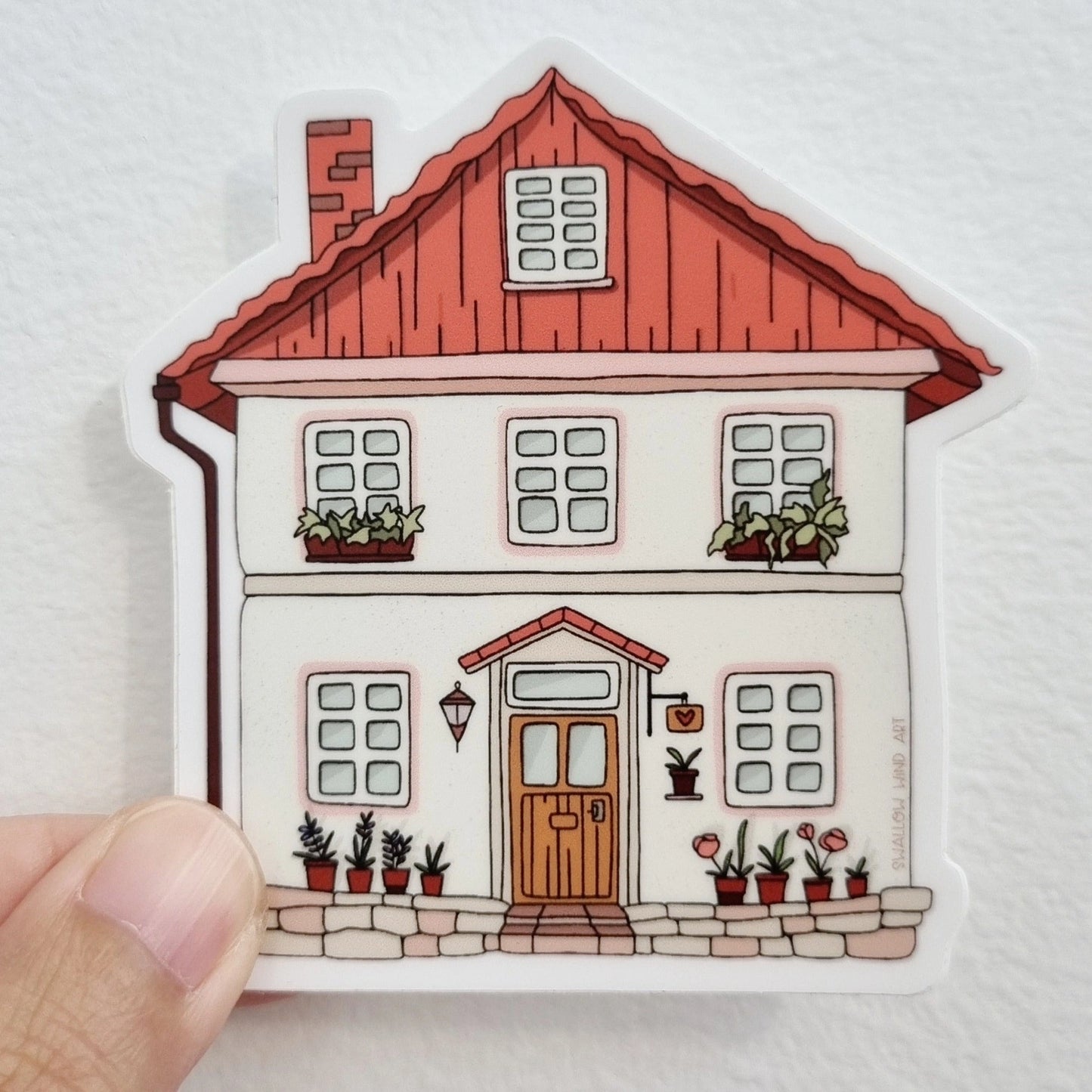 SWALLOW WIND ART - COSY COTTAGE - VINYL STICKER
