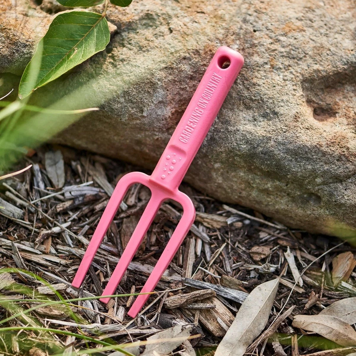 GARDENING ON COUNTRY - Chicky Kids Garden Fork Kakadu Green — Recycled Plastic, Australian Made