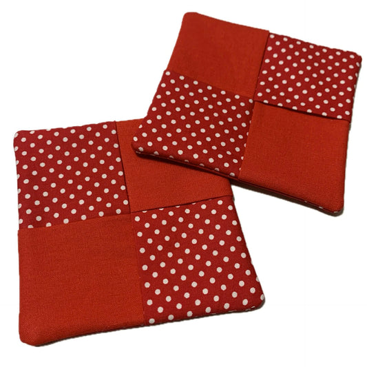MUMMA WHOOPEE- SINGLE WINE GLASS SLIPPER/COASTERS- Bright Red & Spotty Red