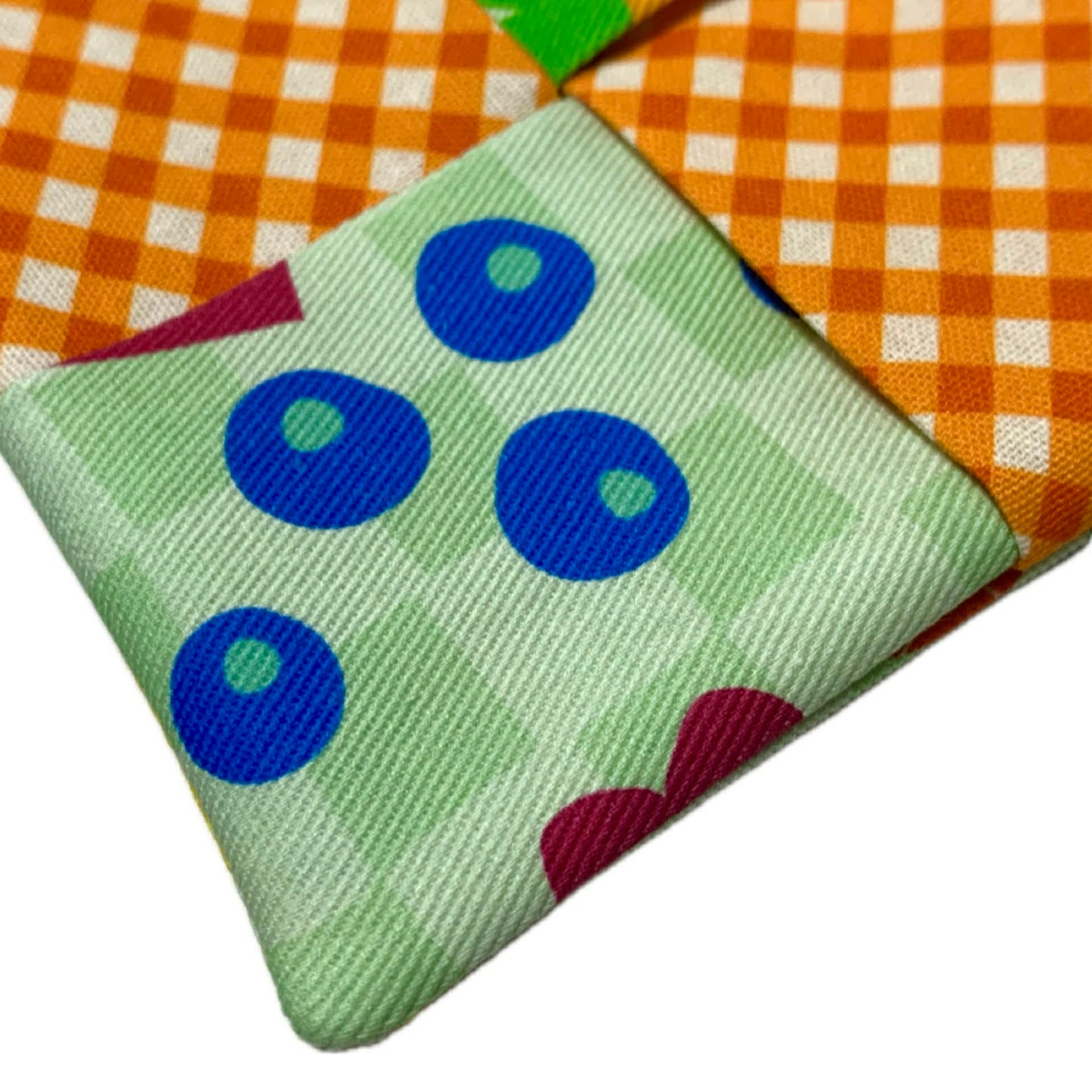 MUMMA WHOOPEE- SINGLE WINE GLASS SLIPPER/COASTERS- Foodie Heaven and Orange Gingham