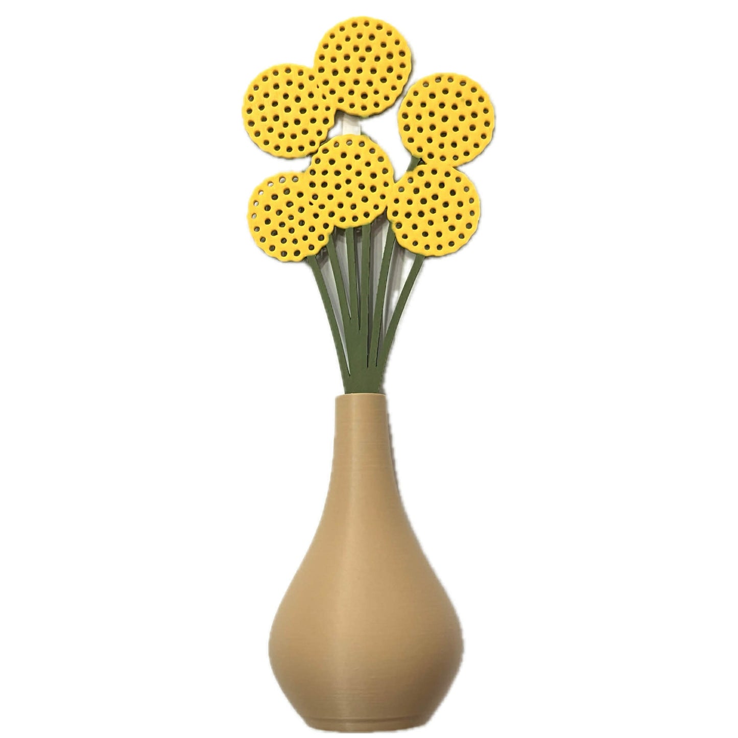 DWAYNSKI.3D - BILLY BUTTONS BLOOMS - MAGNETIC BUD VASE WITH PRINTED FLOWER STEM